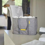 Gray Foldable Laundry Basket with Handles, 1-Person, 45L