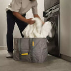 Gray Foldable Laundry Basket with Handles, 1-Person, 45L