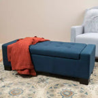 Navy Blue Tufted Storage Ottoman: A Stylish and Spacious Seating Solution