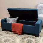 Navy Blue Tufted Storage Ottoman Bench, 1-Person