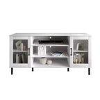 Black / White Modern TV Stand Console, 2-Door, 3-Shelf, Fits up to 60" TV