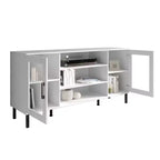 Black / White Modern TV Stand Console, 2-Door, 3-Shelf, Fits up to 60" TV