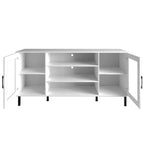 Black / White Modern TV Stand Console, 2-Door, 3-Shelf, Fits up to 60" TV