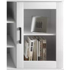 Black / White Modern TV Stand Console, 2-Door, 3-Shelf, Fits up to 60" TV