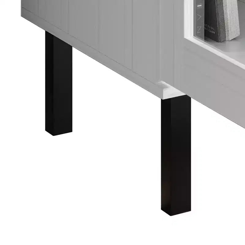 Black / White Modern TV Stand Console, 2-Door, 3-Shelf, Fits up to 60" TV