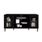 Black / White Modern TV Stand Console, 2-Door, 3-Shelf, Fits up to 60" TV