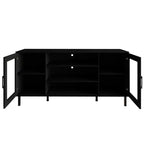 Black / White Modern TV Stand Console, 2-Door, 3-Shelf, Fits up to 60" TV