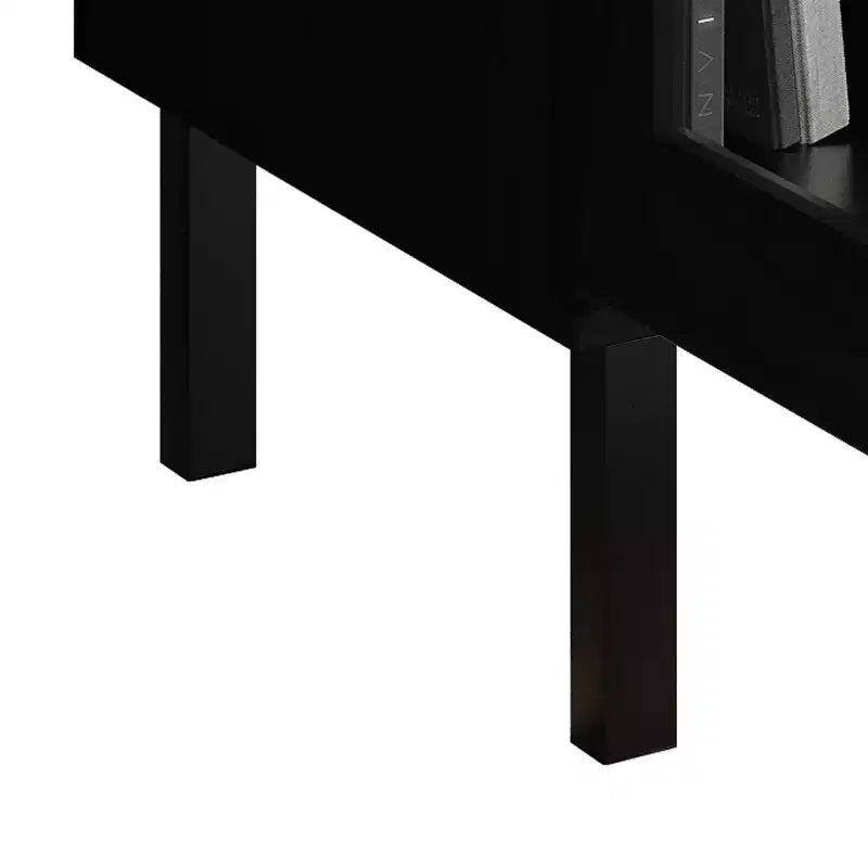 Black / White Modern TV Stand Console, 2-Door, 3-Shelf, Fits up to 60" TV