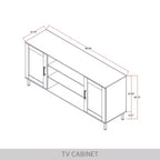 Black / White Modern TV Stand Console, 2-Door, 3-Shelf, Fits up to 60" TV