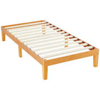 JIONJOY 12 Natural Pine Platform Bed - No-Spring Design, Underbed Storage & Built-In Support Slats for Bedroom, Durable Low-Profile Frame