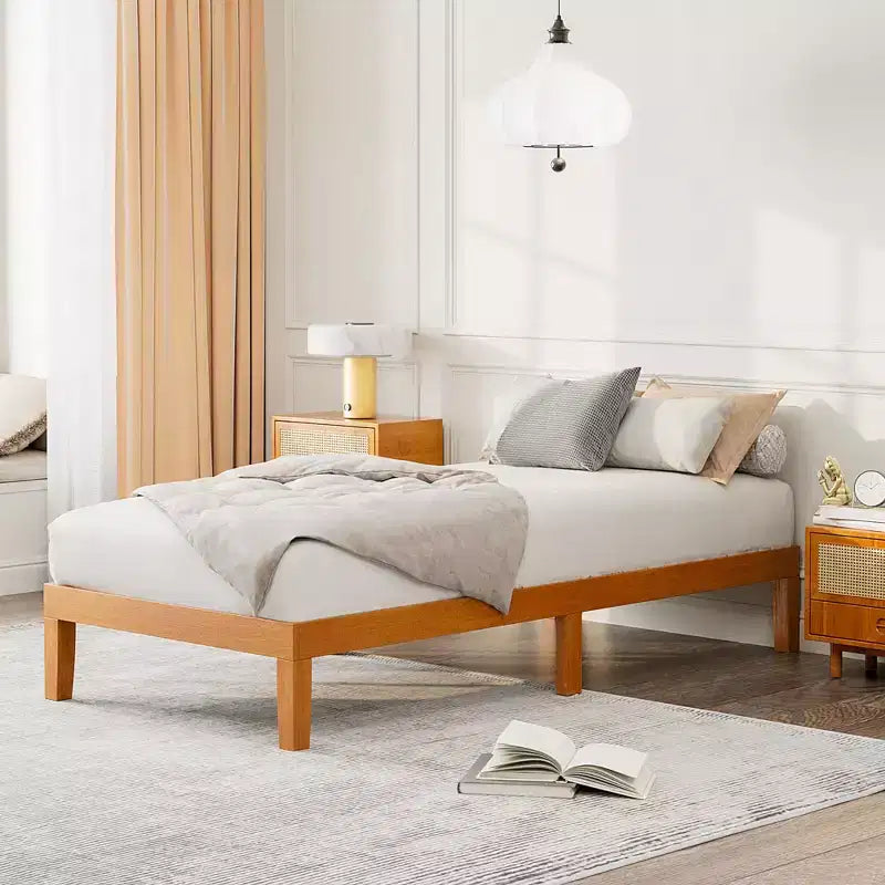 Natural Pine Low-Profile Platform Bed, 1–2 Person