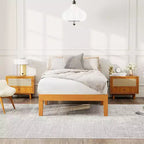 Natural Pine Low-Profile Platform Bed, 1–2 Person