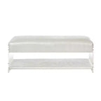 Black Croc-Embossed Faux Leather Acrylic 2-Tier Bench, 1-Seat