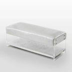 Black Croc-Embossed Faux Leather Acrylic 2-Tier Bench, 1-Seat