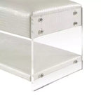 Black Croc-Embossed Faux Leather Acrylic 2-Tier Bench, 1-Seat