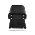 Black Croc-Embossed Faux Leather Acrylic 2-Tier Bench, 1-Seat