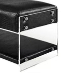 Black Croc-Embossed Faux Leather Acrylic 2-Tier Bench, 1-Seat