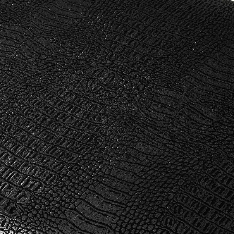 Black Croc-Embossed Faux Leather Acrylic 2-Tier Bench, 1-Seat