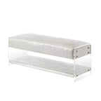Black Croc-Embossed Faux Leather Acrylic 2-Tier Bench, 1-Seat