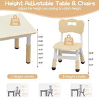 Height Adjustable Kids Table & 2 Chairs Set, Graffiti Desktop, Brown/Grey, For 2 Children