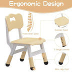 Height Adjustable Kids Table & 2 Chairs Set, Graffiti Desktop, Brown/Grey, For 2 Children