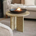 Christopher Knight Home Moira Unique Veining Natural Marble Round Coffee Table with Solid Slab Base