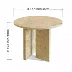Yellow Round Marble Coffee Table, Solid Slab Base, 1-Piece