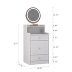 Scrivania da trucco illuminata giallo chiaro/bianco con specchio e sgabello, utente singolo