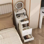 Scrivania da trucco illuminata giallo chiaro/bianco con specchio e sgabello, utente singolo
