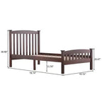 Coffee Twin Platform Bed Frame with Headboard, Sleeps 1