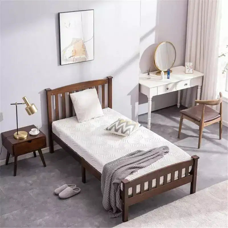 Coffee Twin Platform Bed Frame with Headboard, Sleeps 1