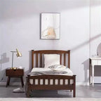 Coffee Twin Platform Bed Frame with Headboard, Sleeps 1