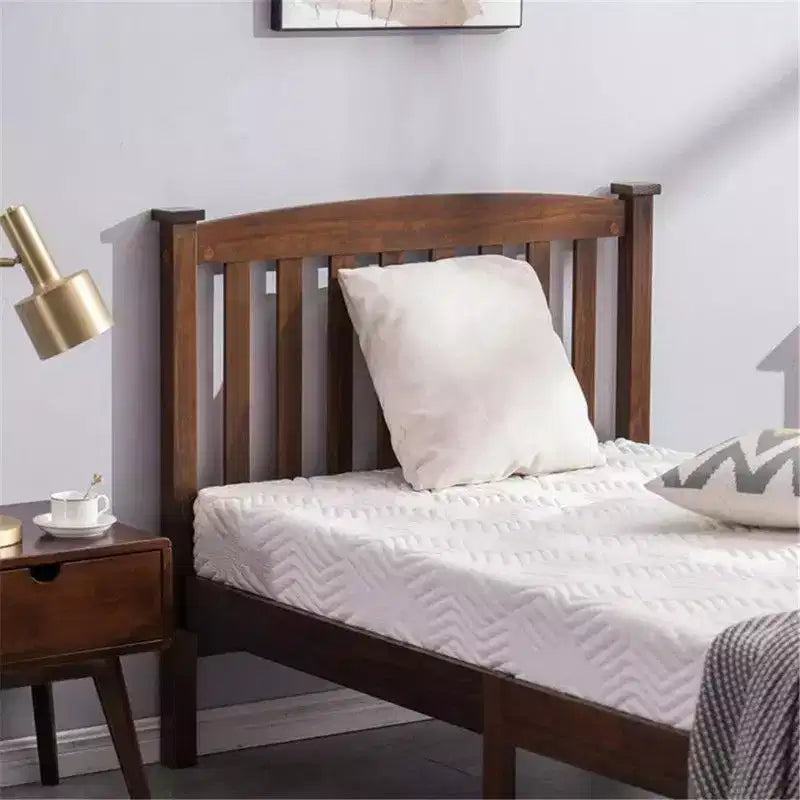 Coffee Twin Platform Bed Frame with Headboard, Sleeps 1