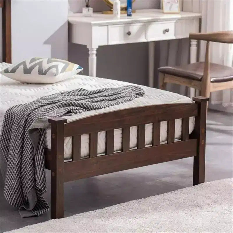 Coffee Twin Platform Bed Frame with Headboard, Sleeps 1