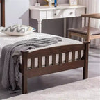 Coffee Twin Platform Bed Frame with Headboard, Sleeps 1