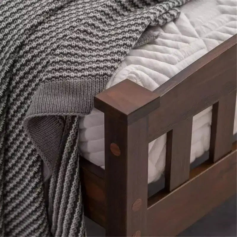 Coffee Twin Platform Bed Frame with Headboard, Sleeps 1