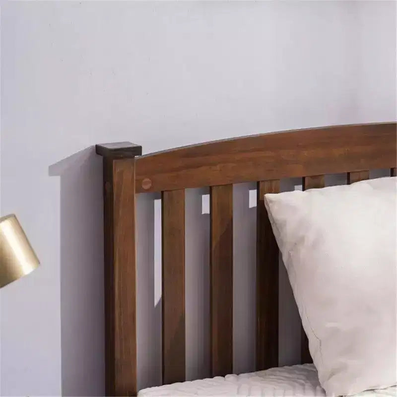 Coffee Twin Platform Bed Frame with Headboard, Sleeps 1