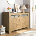 Okak Wooden 4/6 Drawer Dresser,Modern Living Room Storage Organizer Dresser,Nursery Dresser for Kids Bedroom,Large Storage Cabinet,Natural