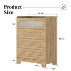 Natural Wood 4/6-Drawer Dresser with Acrylic Front, Gold Handles – Single Unit