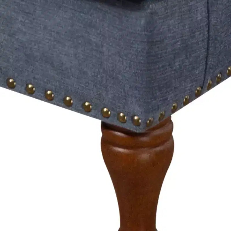 Poltrona d'accento Vintage Marrone/Grigio in ciniglia trapuntata con borchie, a seduta singola