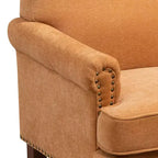 Poltrona d'accento Vintage Marrone/Grigio in ciniglia trapuntata con borchie, a seduta singola