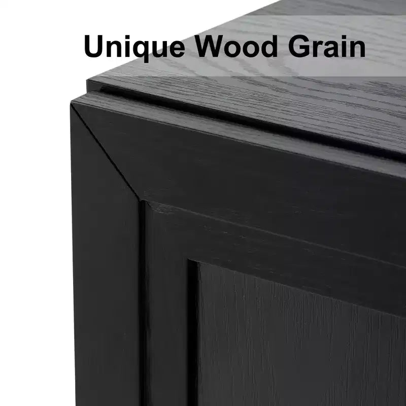 Black Wood Grain 4-Door 6-Shelf Storage Cabinet, Single