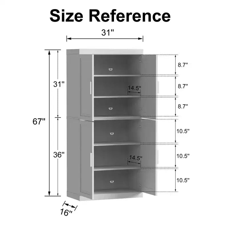 Black Wood Grain 4-Door 6-Shelf Storage Cabinet, Single