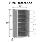 Black Wood Grain 4-Door 6-Shelf Storage Cabinet, Single