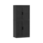 Black Wood Grain 4-Door 6-Shelf Storage Cabinet, Single