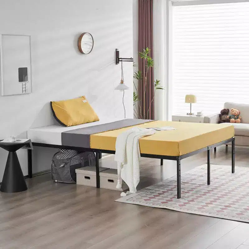 Black Metal Platform Bed Frame, Full Size, Single Sleeper