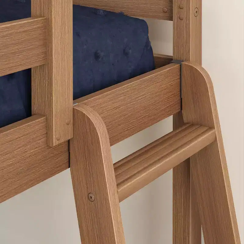 Textured Natural / Pecan / White Twin over Full Low Bunk Bed, Engineered Wood, Sleeps 2