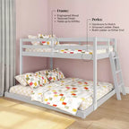 Textured Natural / Pecan / White Twin over Full Low Bunk Bed, Engineered Wood, Sleeps 2
