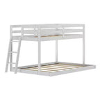 Textured Natural / Pecan / White Twin over Full Low Bunk Bed, Engineered Wood, Sleeps 2