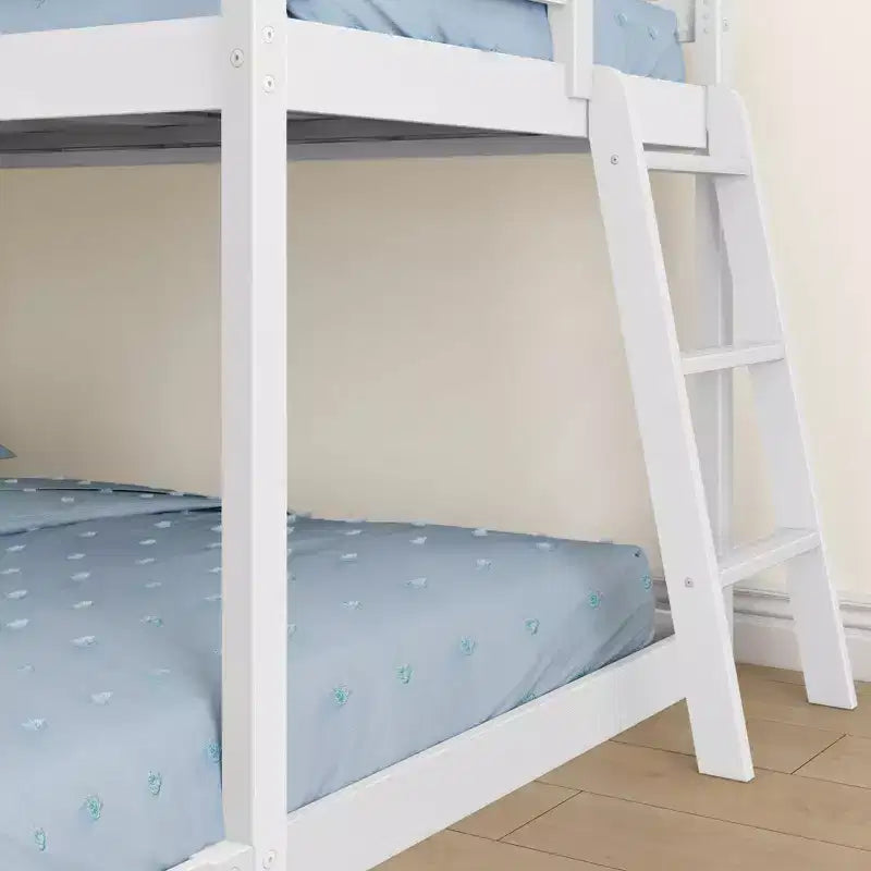 Textured Natural / Pecan / White Twin over Full Low Bunk Bed, Engineered Wood, Sleeps 2